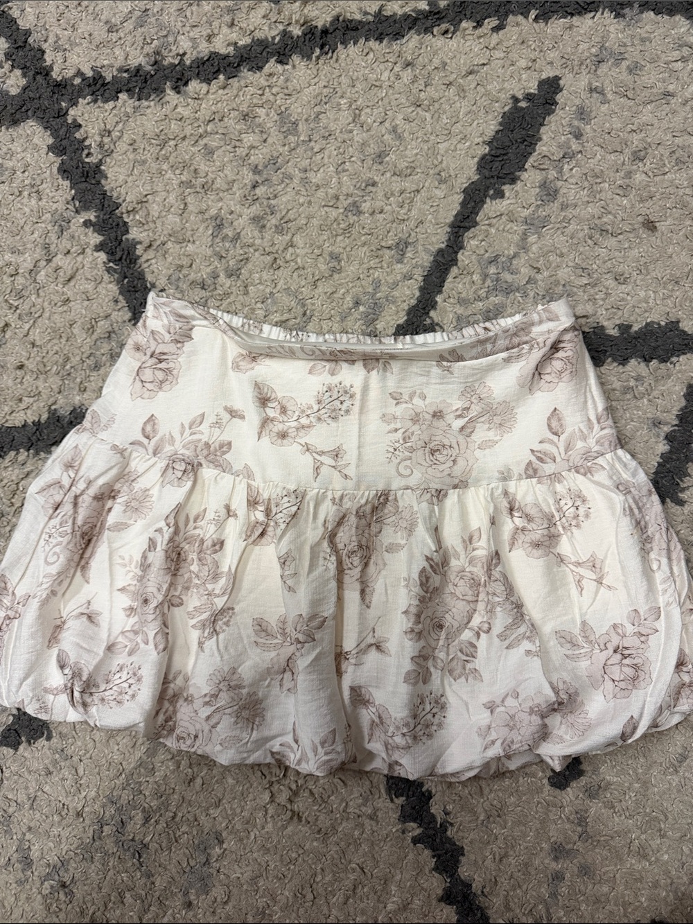 Floral Ruffle Mini Skort in Blush Cream